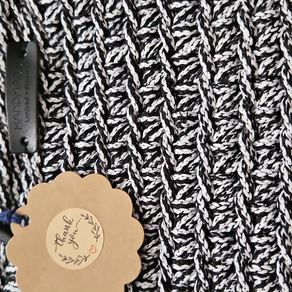 Daisy Crochet By Anna Handmade  TOTE BAG Black And White Limited Edition - Picture 4 of 8